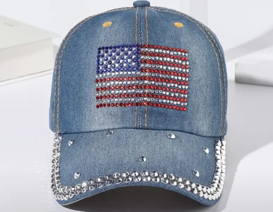 American Flag Rhinestone Hat