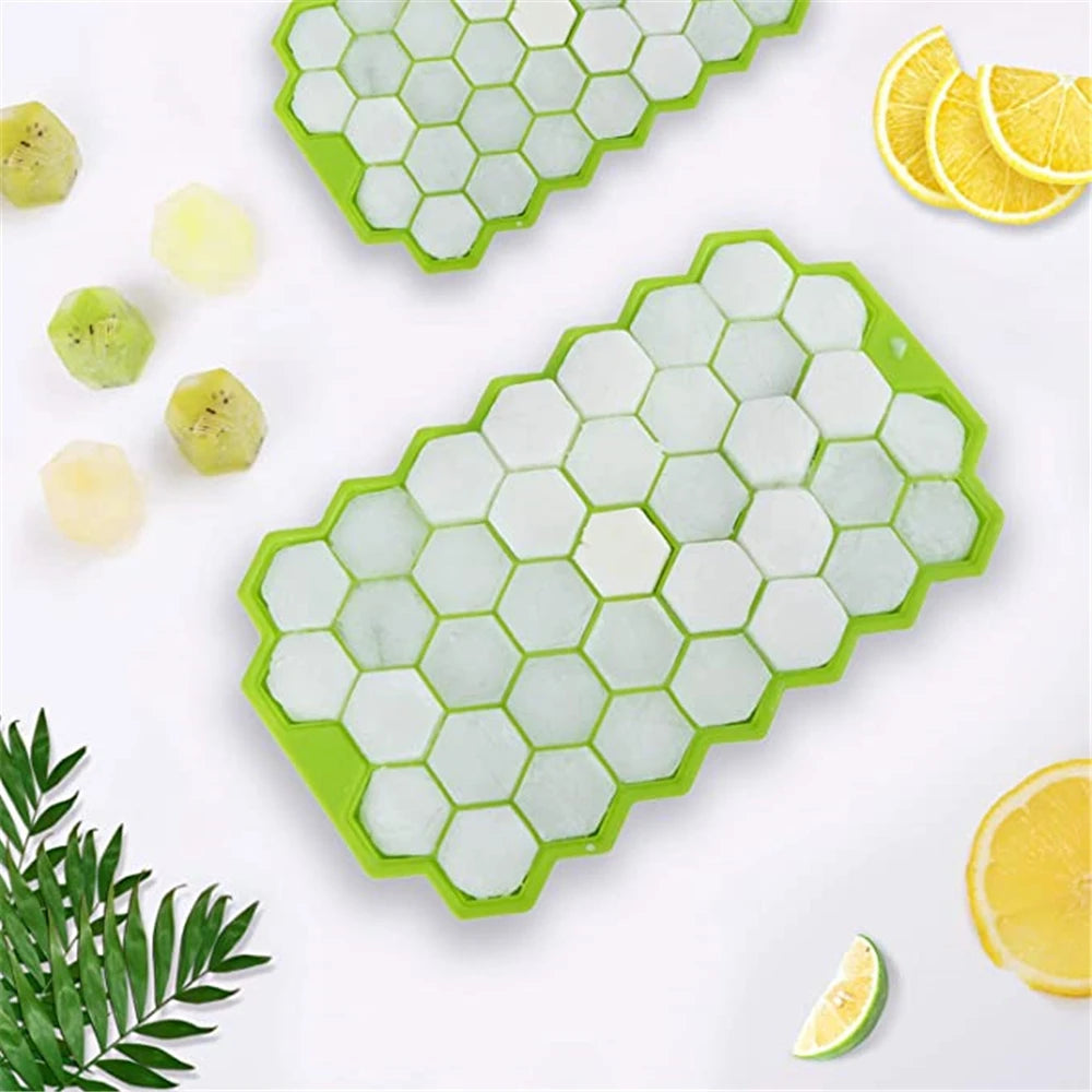 Silicone Honeycomb Shape Ice Cube Tray Silicone Ice Cube Maker Mold With Lids For Ice Cream Party Whiskey Cocktail Cold Drink