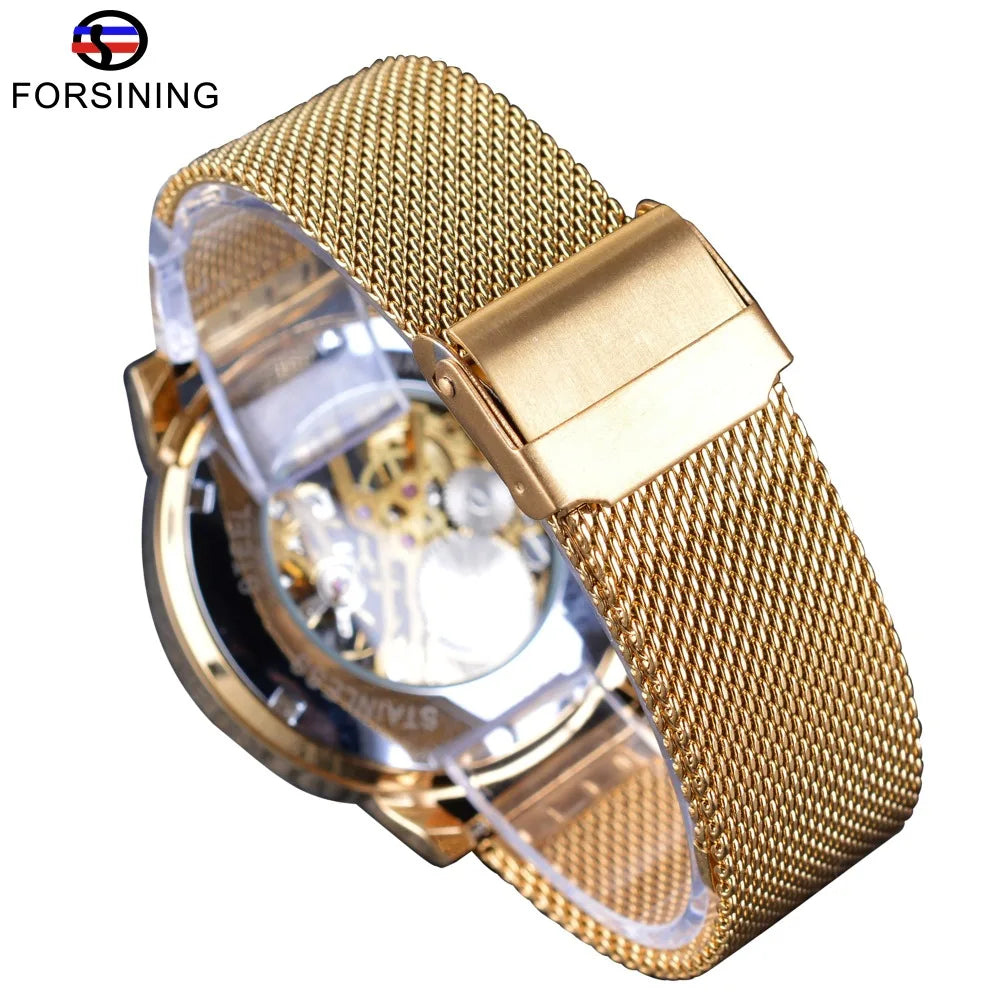 Forsining Transparent Case 2017 Fashion 3D Logo Engraving Men Watches Top Brand Luxury Mechanical Skeleton Wrist Watch Clock Men