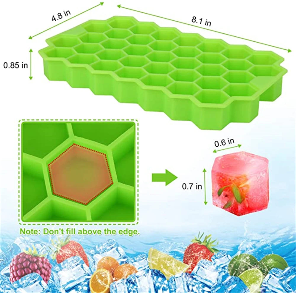 Silicone Honeycomb Shape Ice Cube Tray Silicone Ice Cube Maker Mold With Lids For Ice Cream Party Whiskey Cocktail Cold Drink