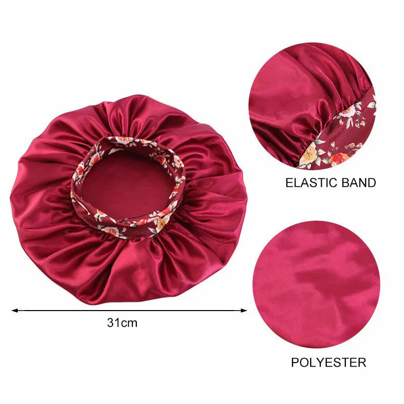 Elastic Wide Band Satin Bonnet Sleeping Cap Chemo Women Hijab African Pattern Ankara Print Hat Night Sleep Caps Soft Headcover