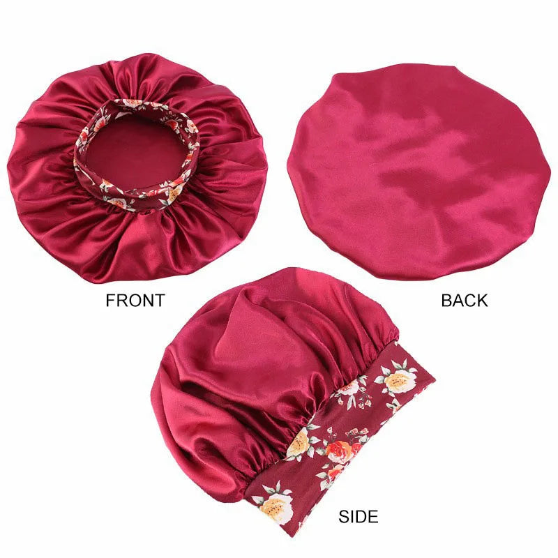 Elastic Wide Band Satin Bonnet Sleeping Cap Chemo Women Hijab African Pattern Ankara Print Hat Night Sleep Caps Soft Headcover